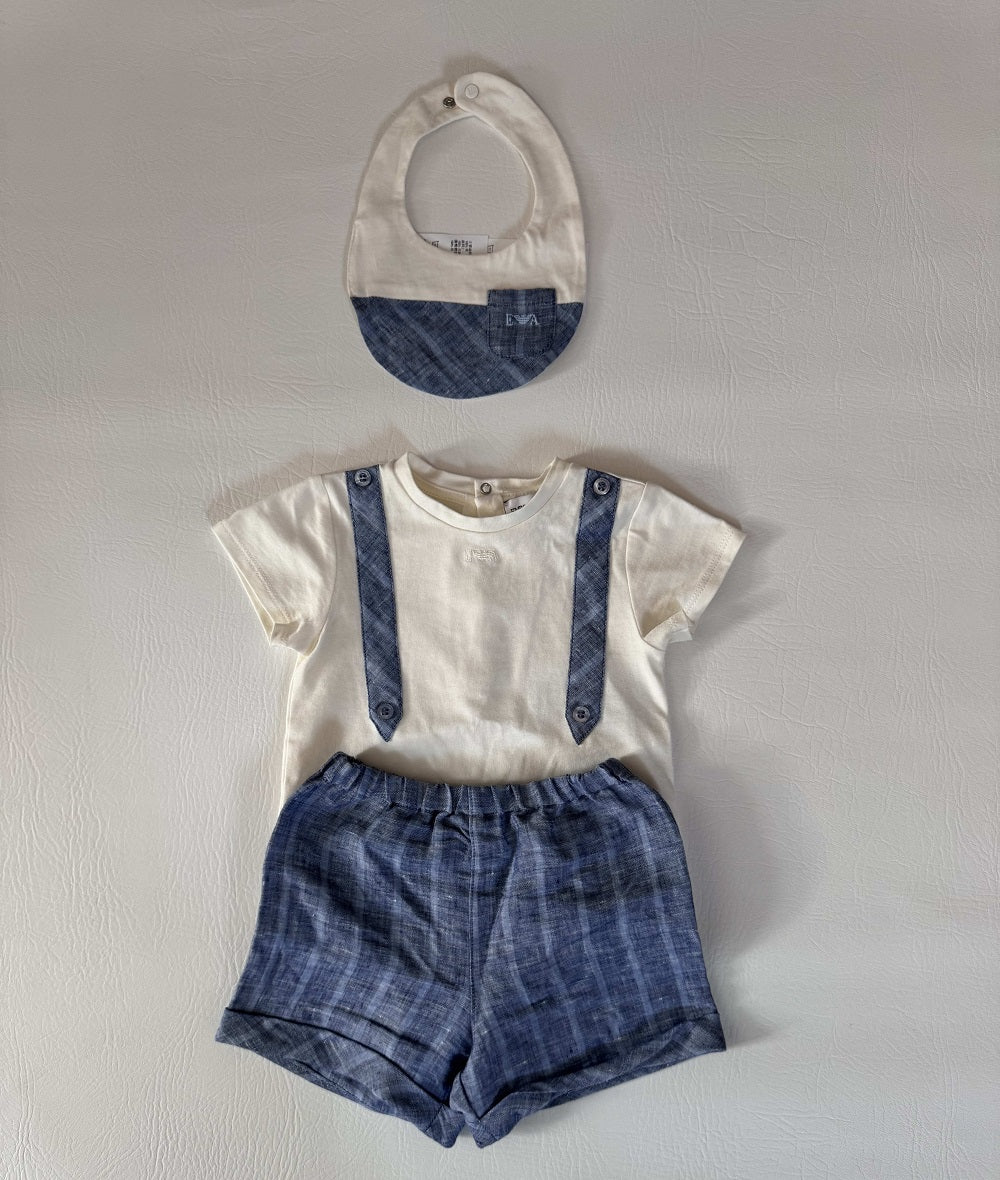 Emporio Armani Baby Shorts & Vest Set with Bib