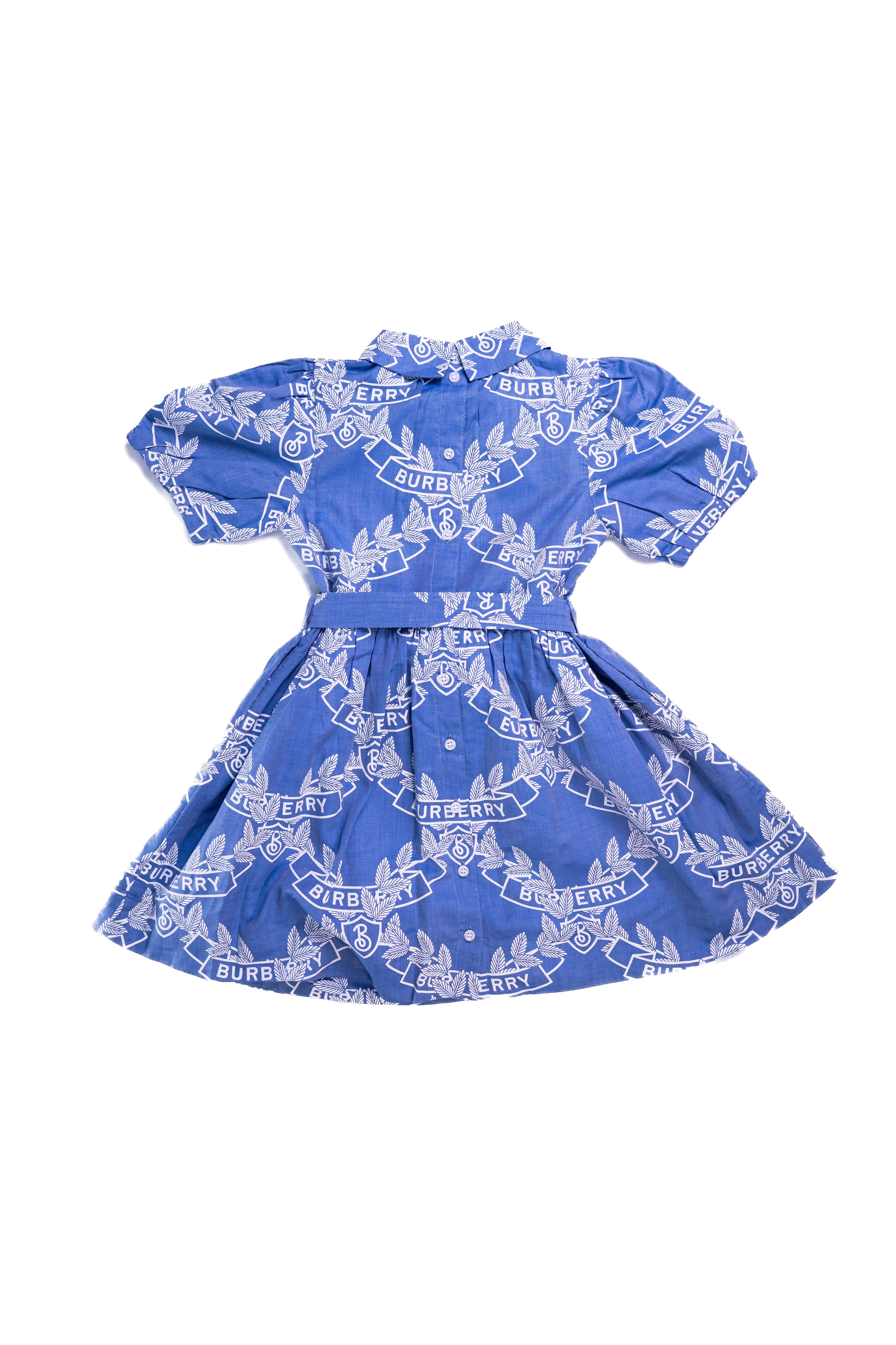 Burberry girls blue oak leaf print dress
