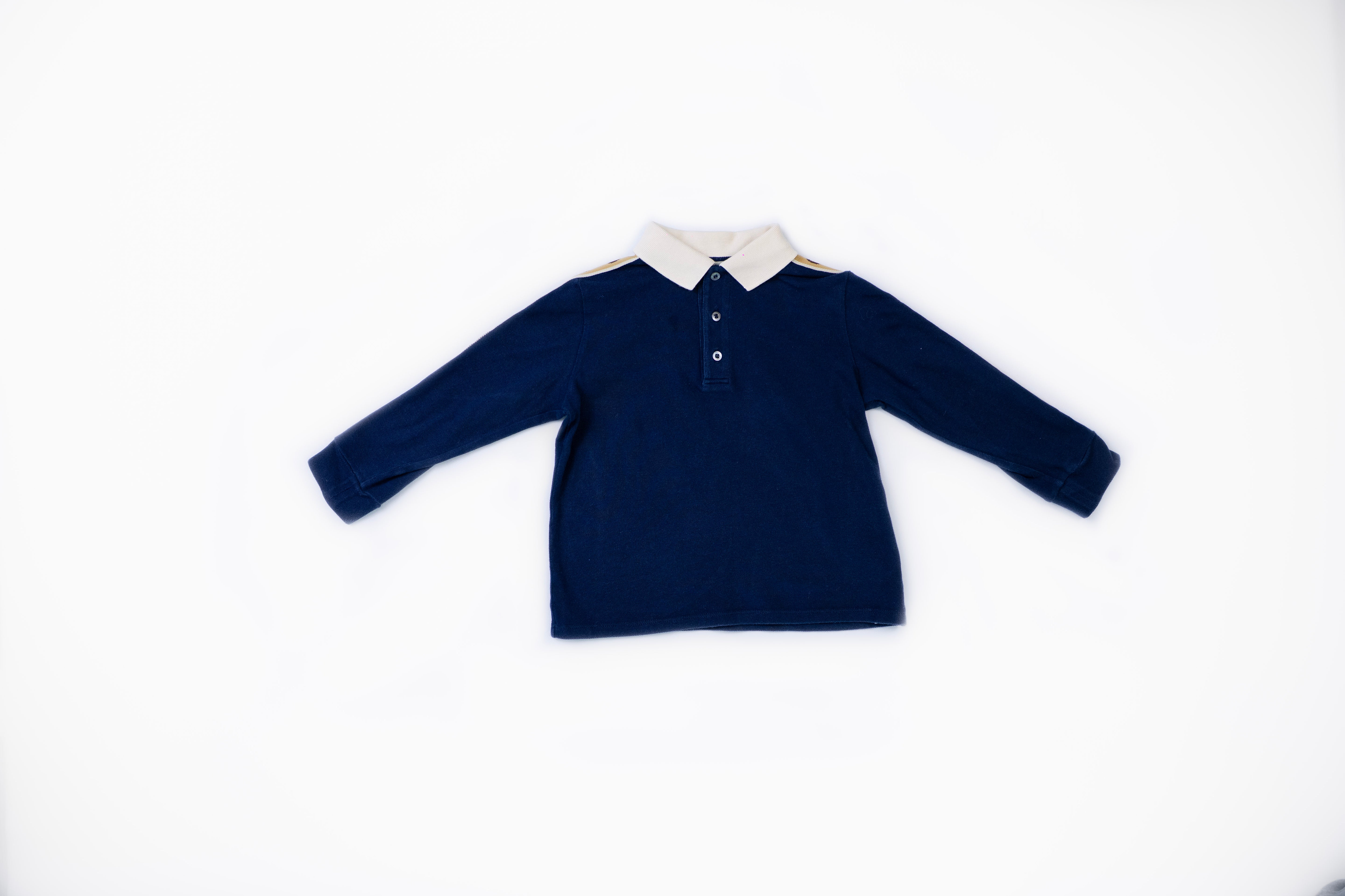 Gucci Boys Navy Long-Sleeved GG Tape Top