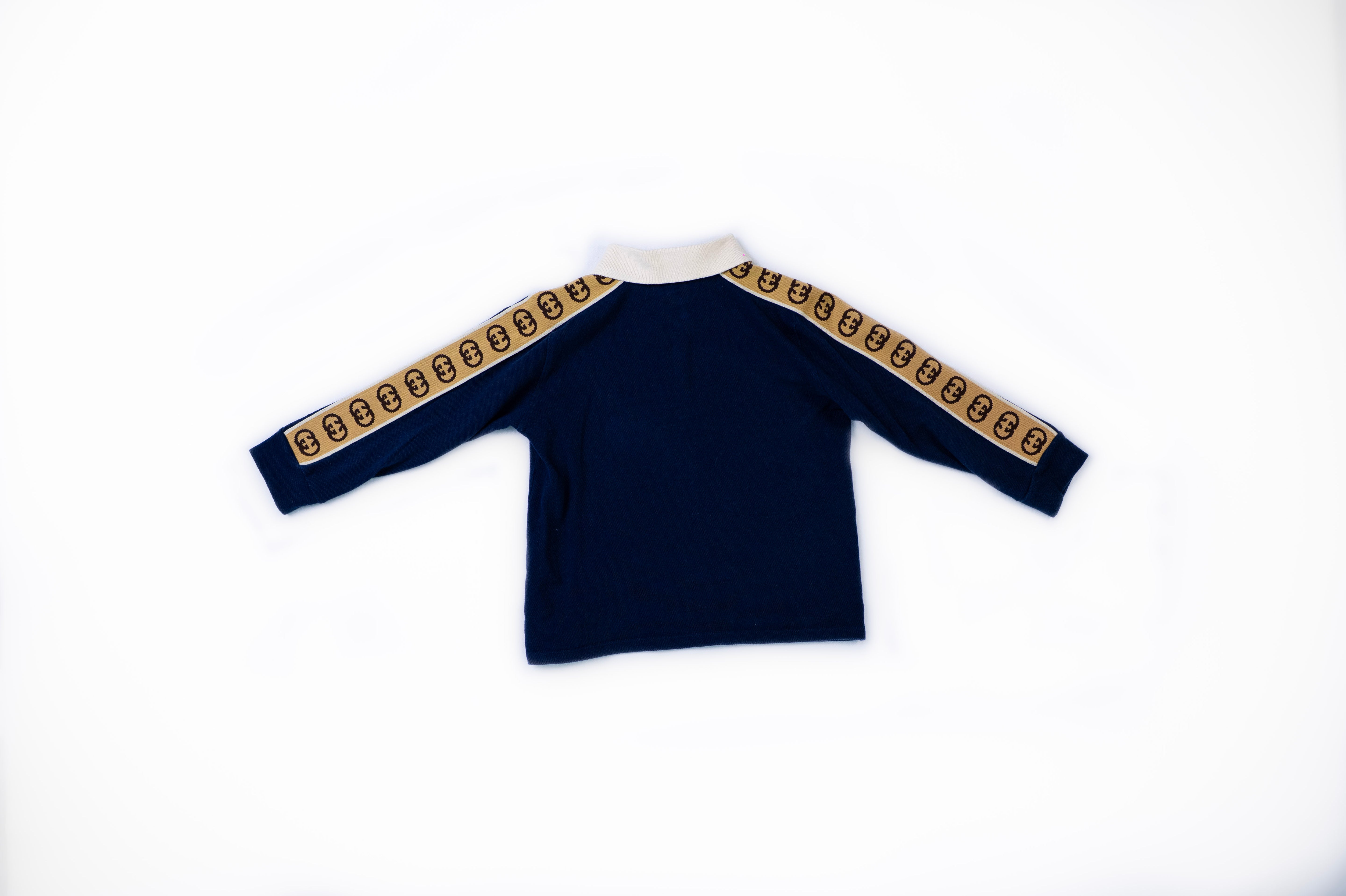 Gucci Boys Navy Long-Sleeved GG Tape Top