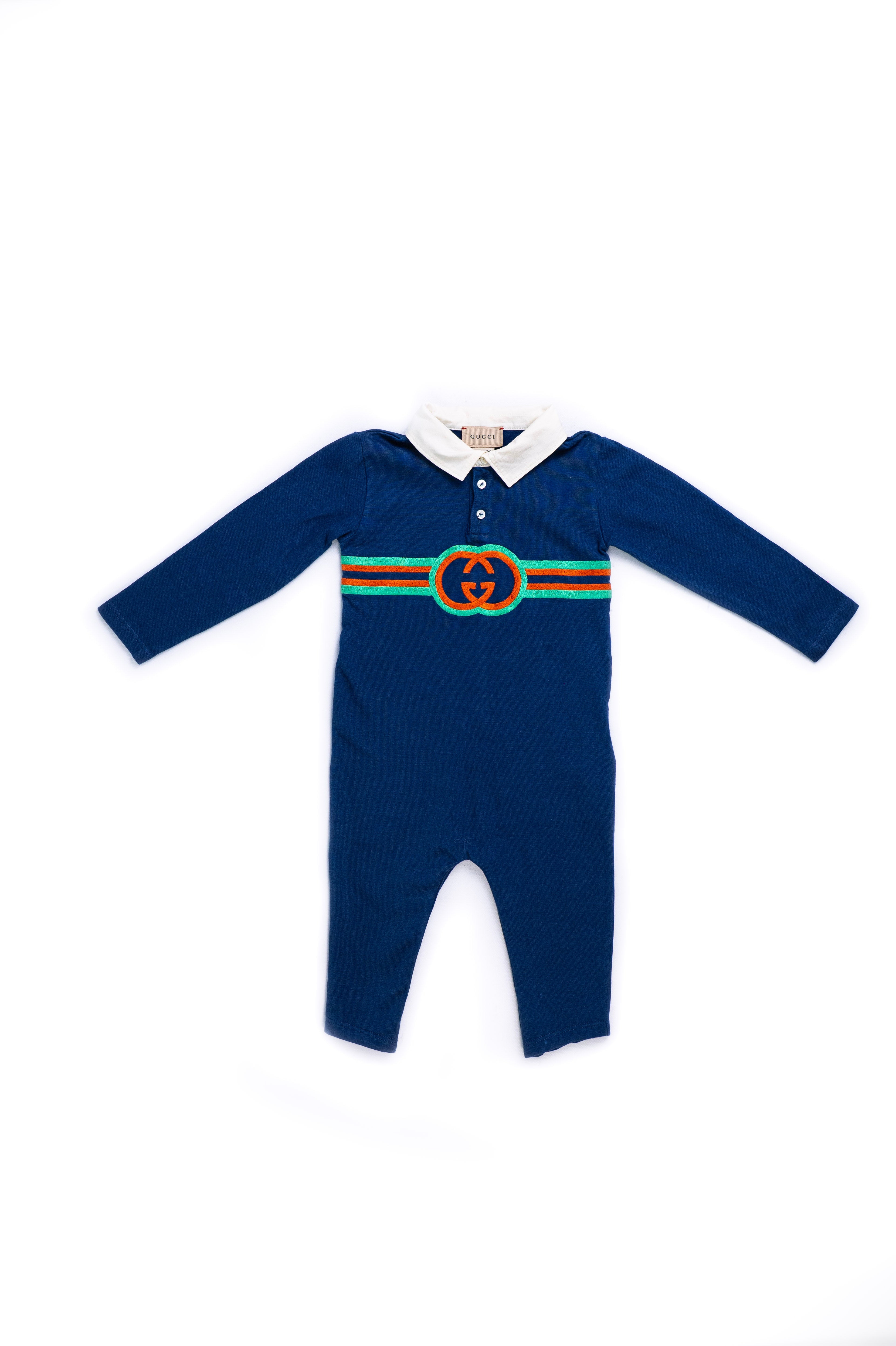 Gucci Blue GG Baby Romper