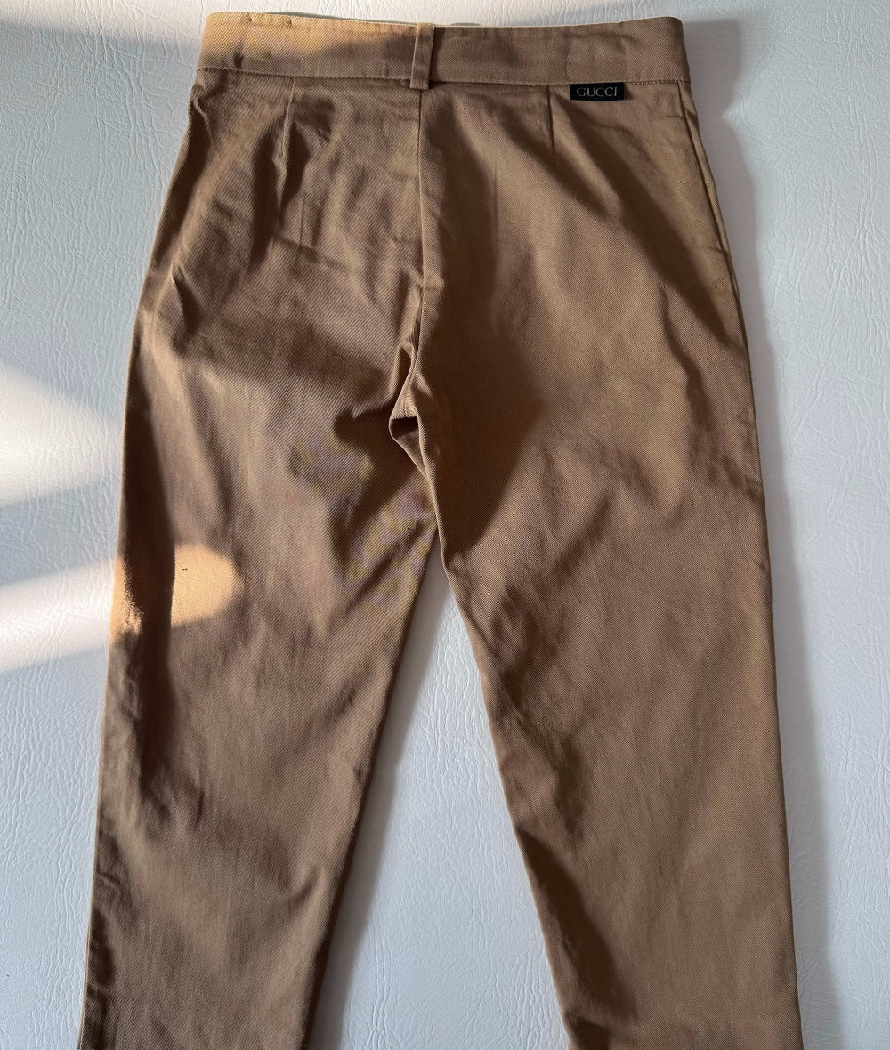 Gucci Boys Beige Chinos with Green Logo