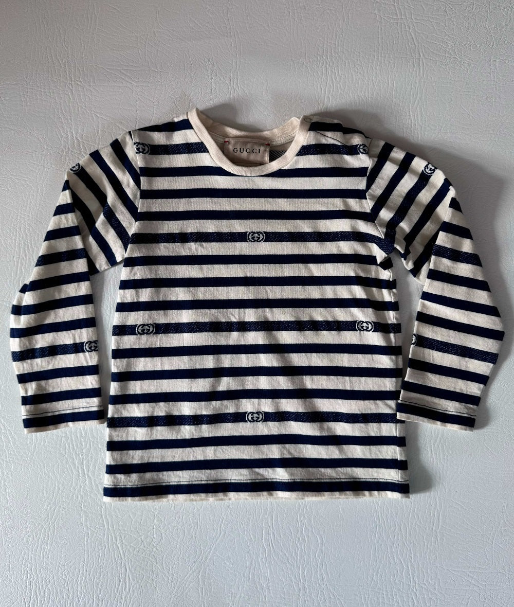 Gucci Unisex Navy Stripe GG Long-Sleeve Top