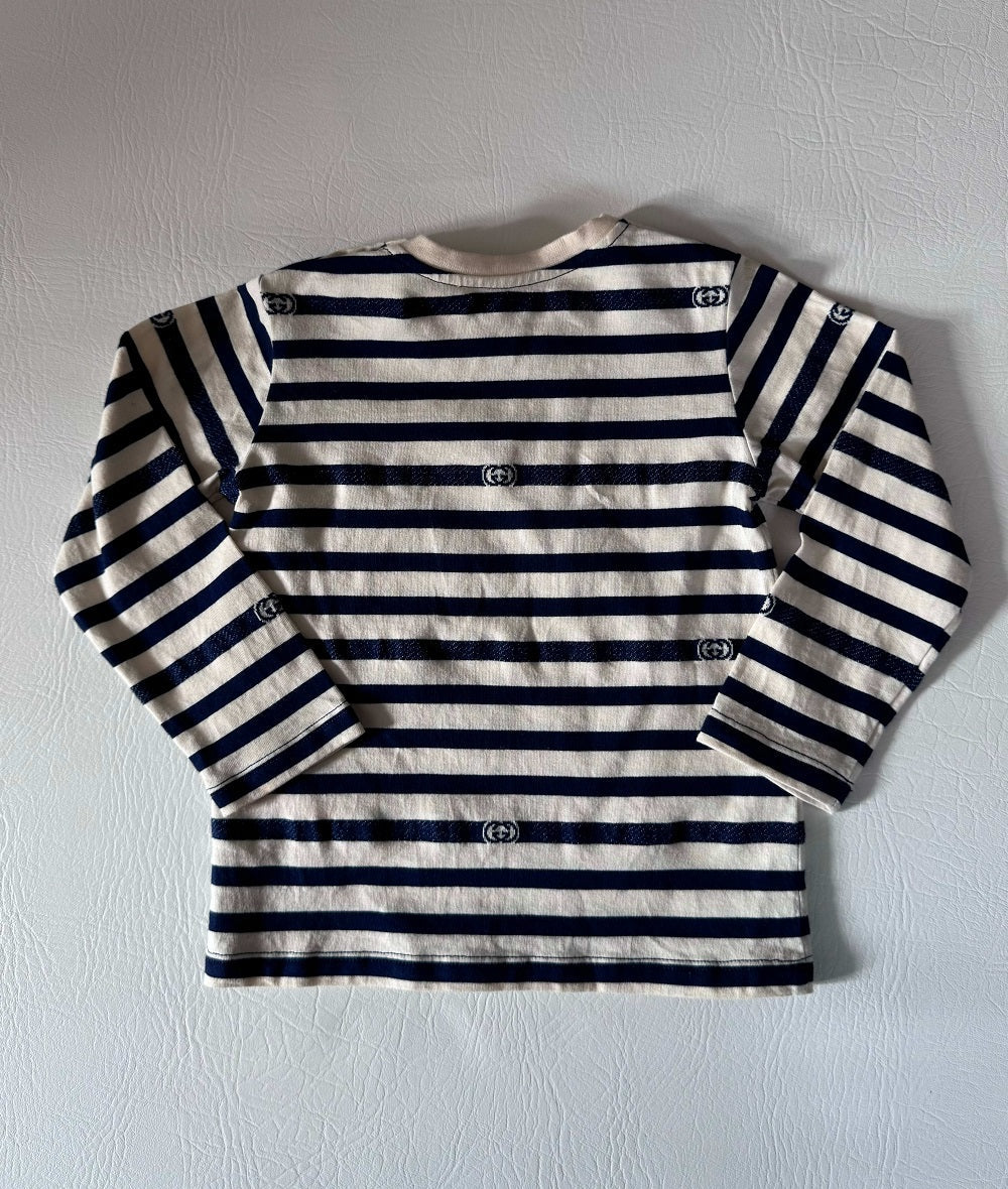 Gucci Unisex Navy Stripe GG Long-Sleeve Top