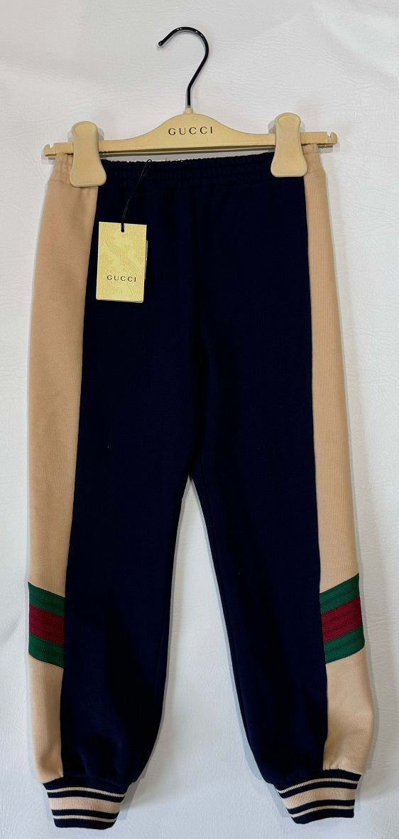 Gucci Boys Navy Blue Cotton Web Joggers
