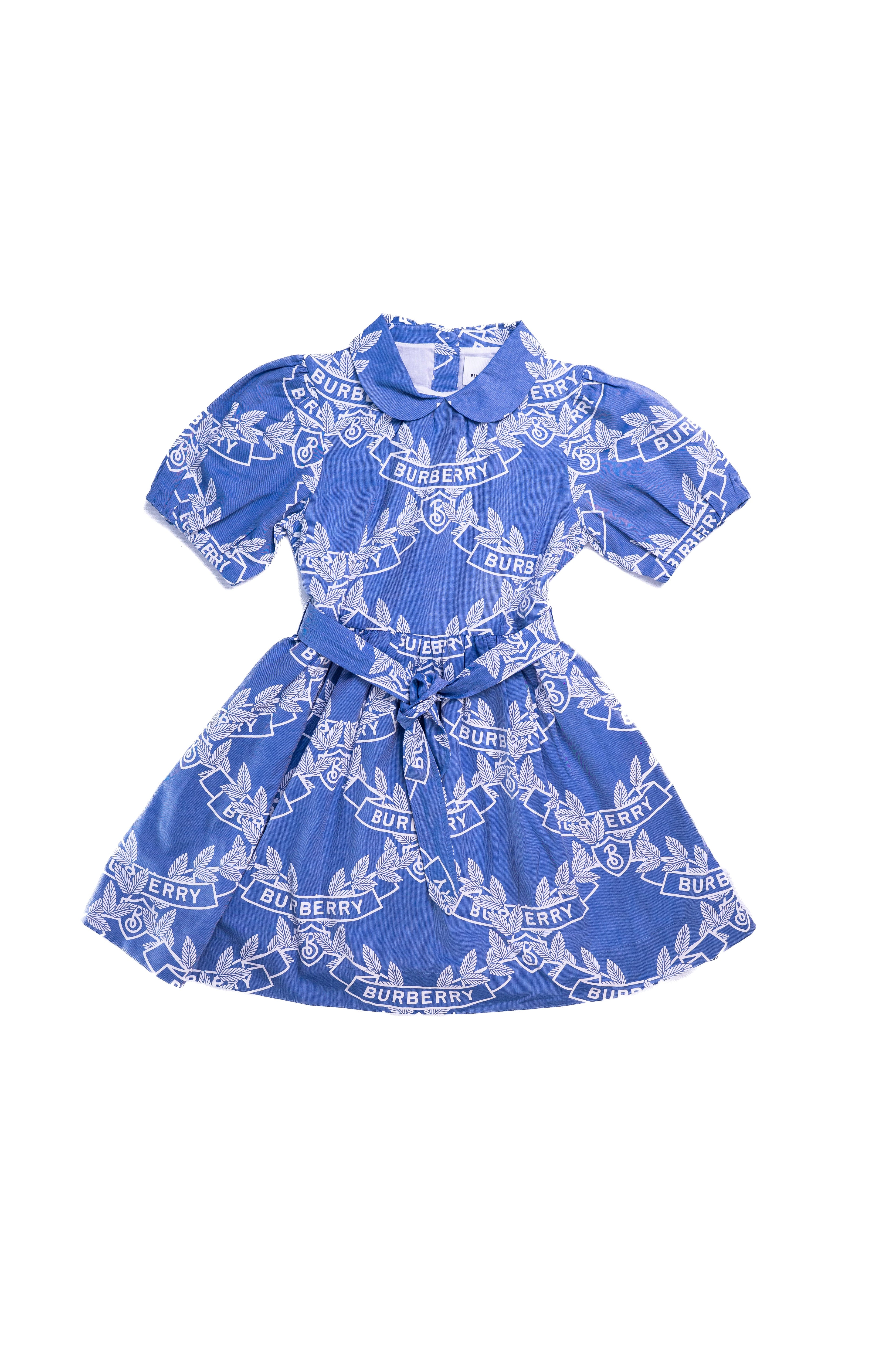 Burberry girls blue oak leaf print dress