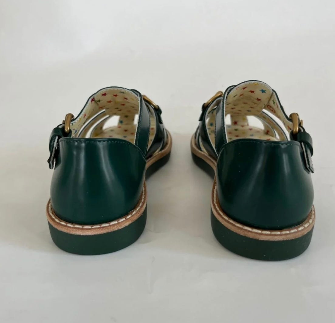 Gucci Kids Green Leather Sandals