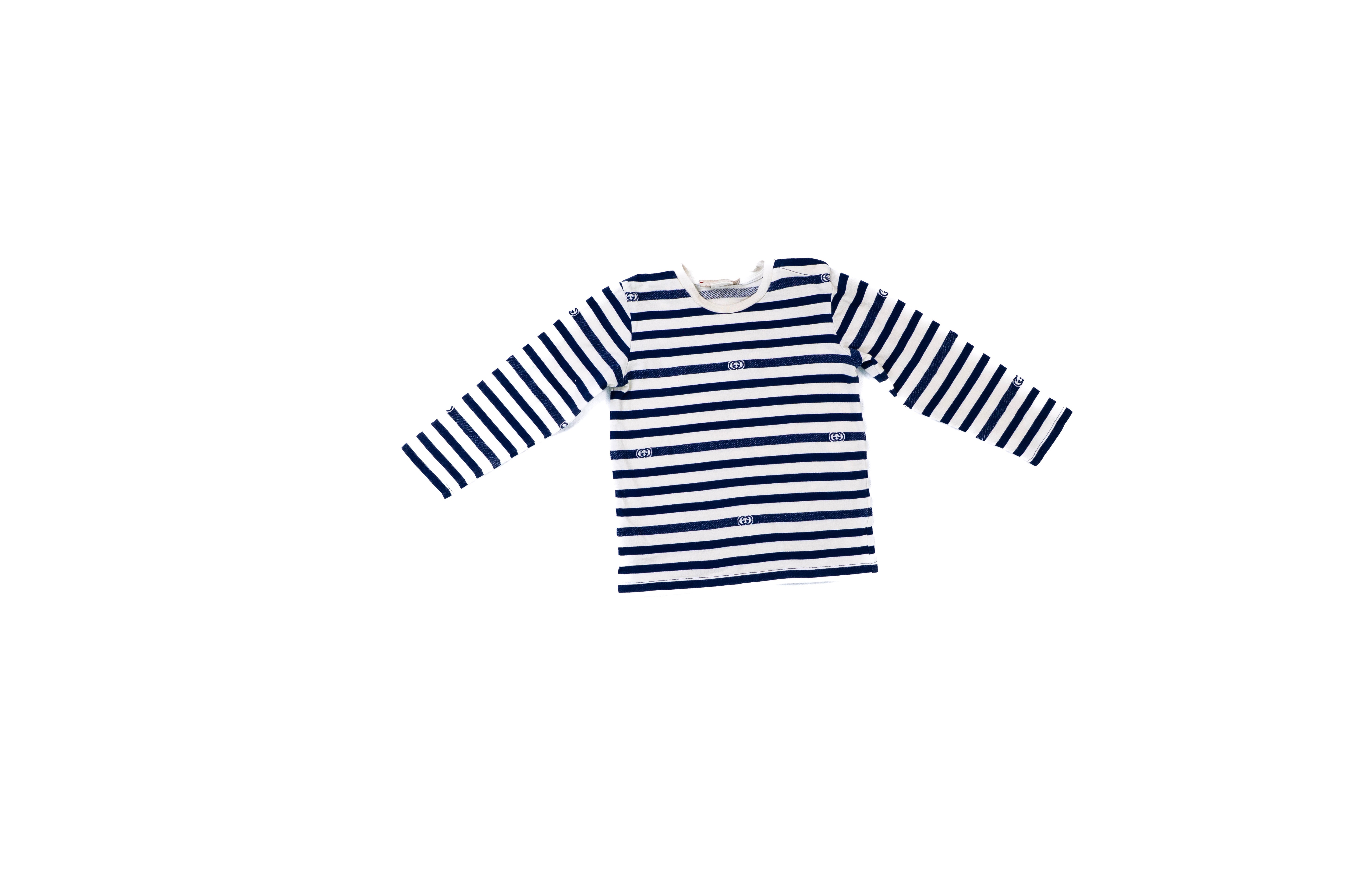 Gucci Unisex Navy Stripe GG Long-Sleeve Top