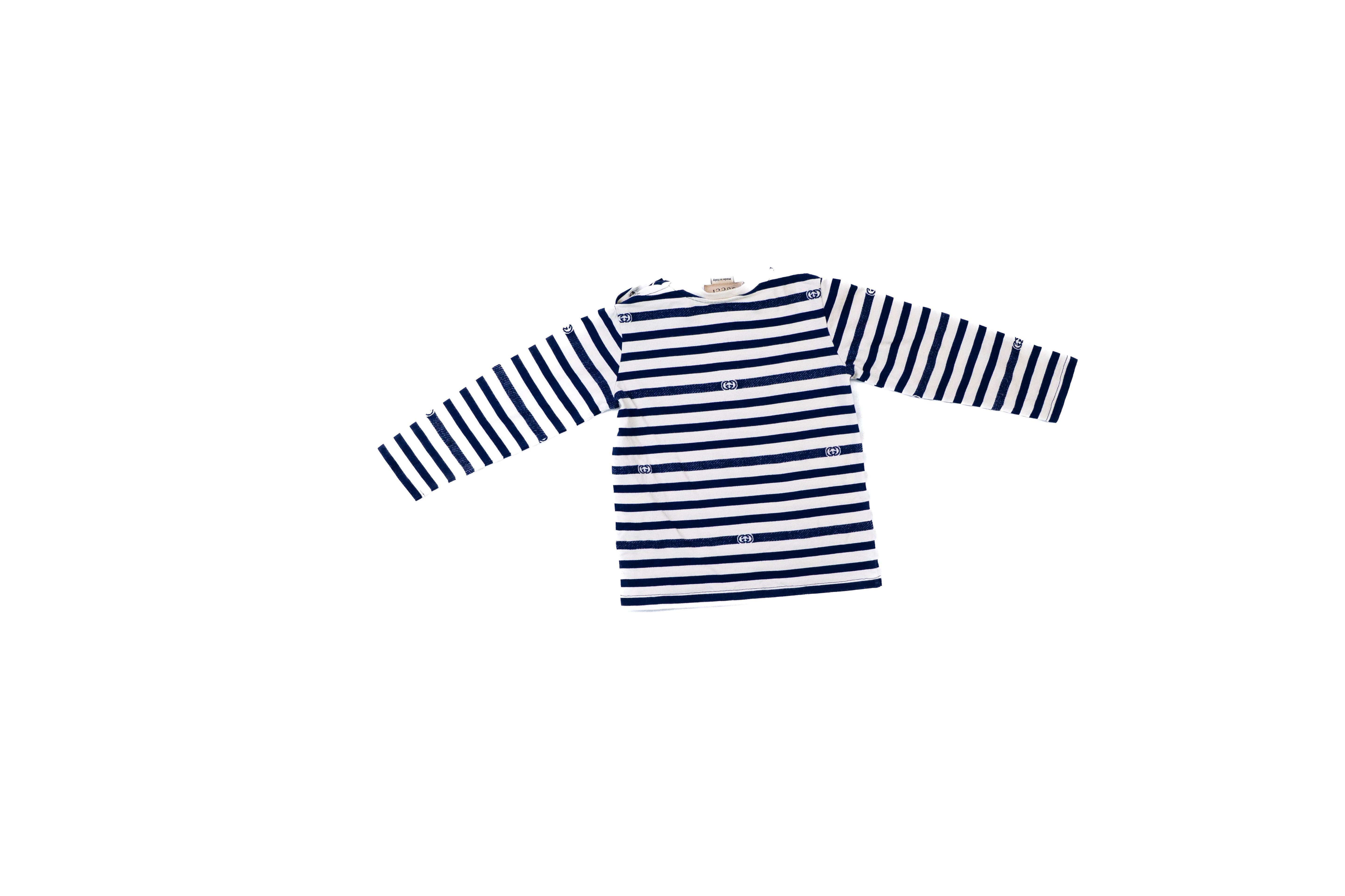 Gucci Unisex Navy Stripe GG Long-Sleeve Top