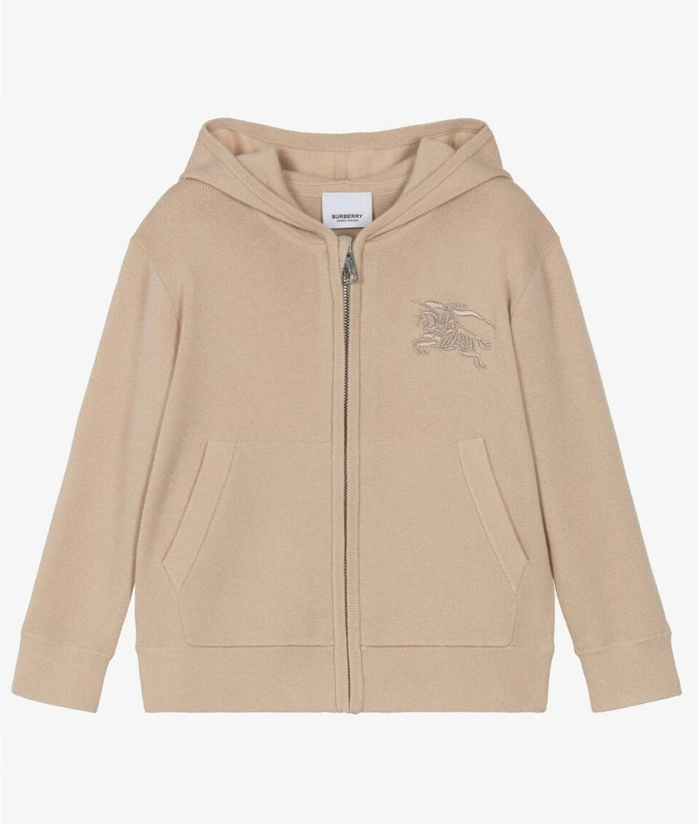 Burberry Girls Beige Cashmere EKD Zip-Up Hoodie