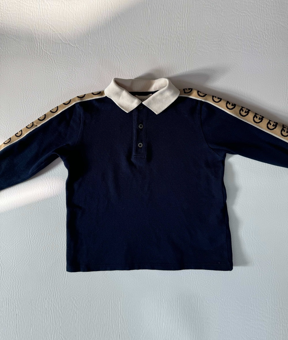 Gucci Boys Navy Long-Sleeved GG Tape Top