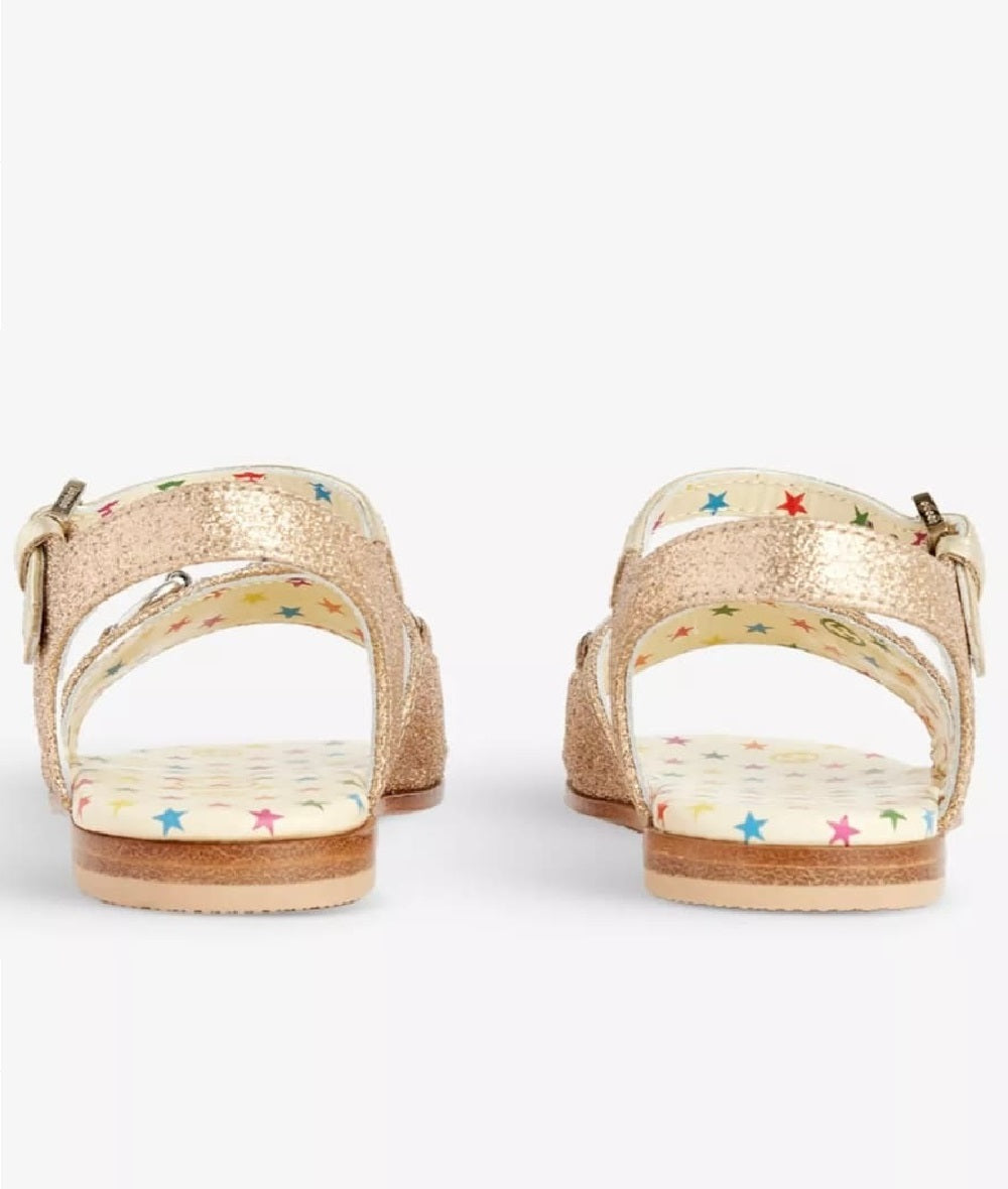 Gucci Kids' Gold Horsebit Embellished Woven Sandals